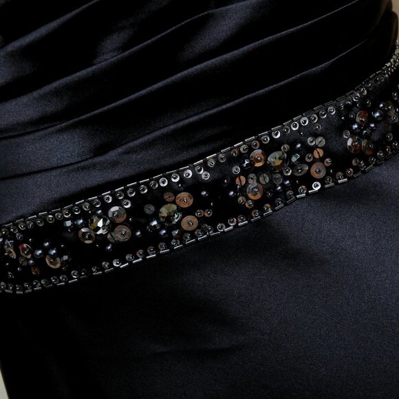 Adrianna Papell One Shoulder Beaded Sequins Maxi Gown Navy Blue Women 6 - Picture 15 of 16